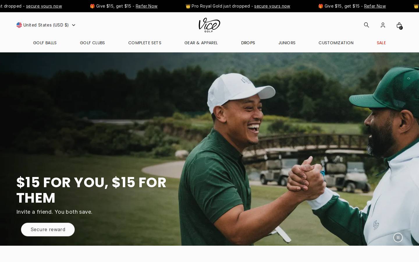 Vice Golf homepage screenshot