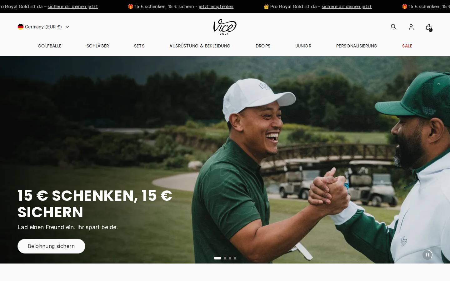 Vice Golf homepage screenshot