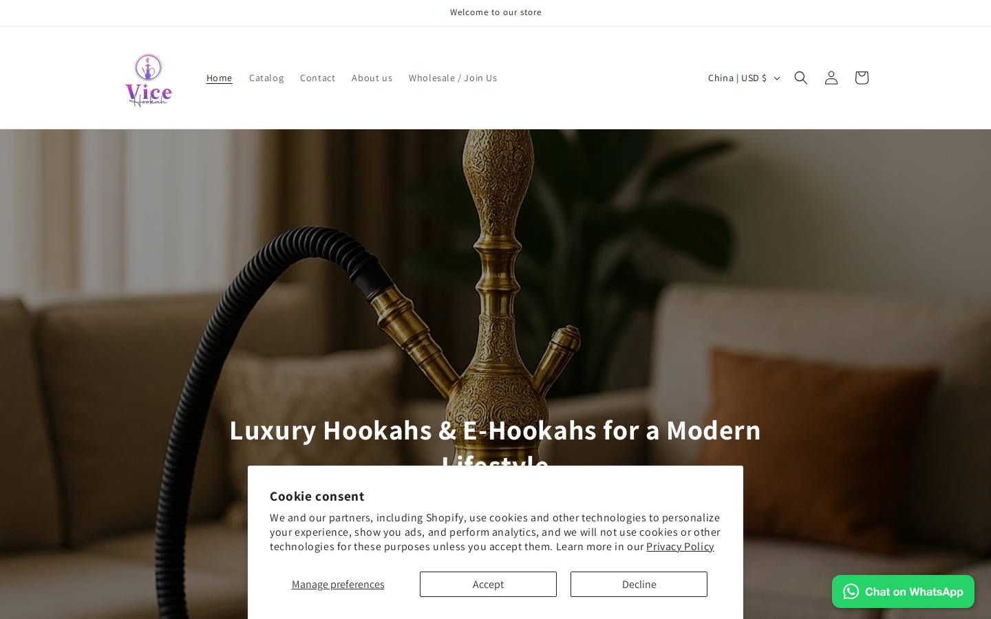 vicehookah.com homepage screenshot