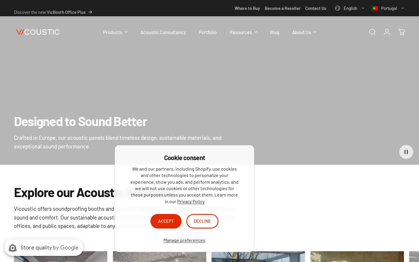 vicoustic.com homepage screenshot