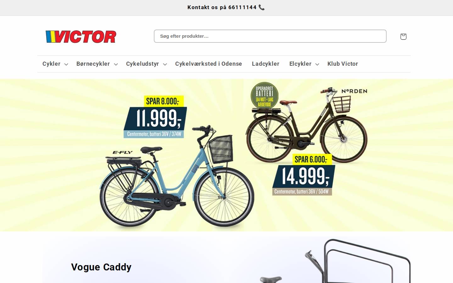 Victor Cykler homepage screenshot