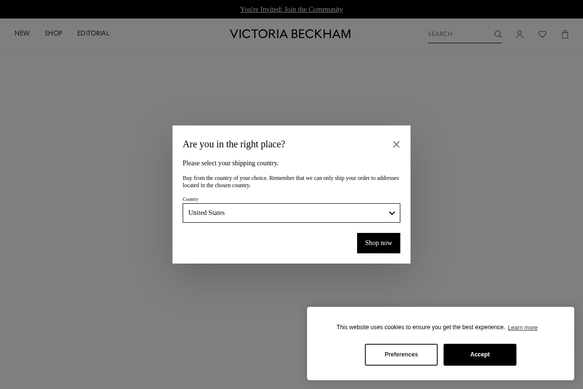 Victoria Beckham homepage screenshot