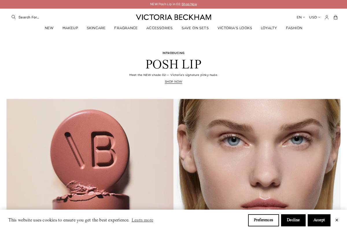 victoriabeckhambeauty homepage screenshot