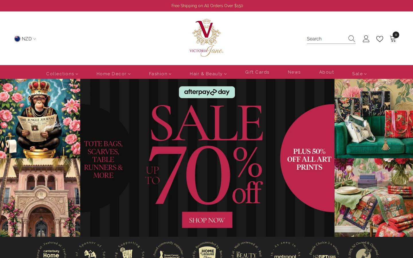 victoriajane.co.nz homepage screenshot