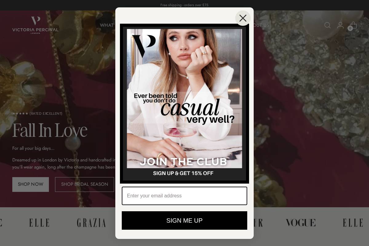 victoriapercival.com homepage screenshot