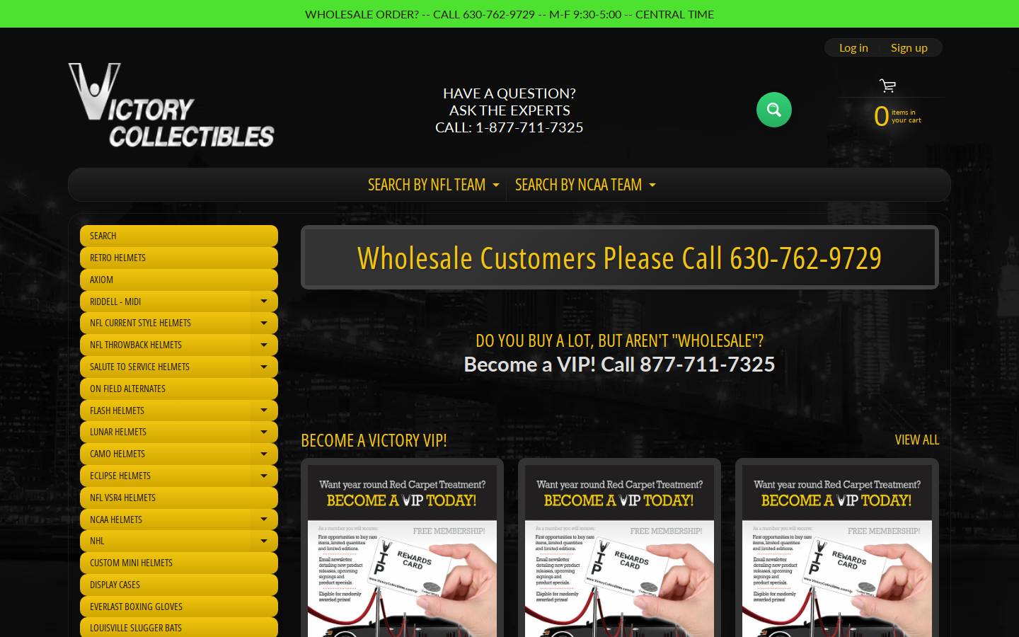 victorycollectibles.com homepage screenshot