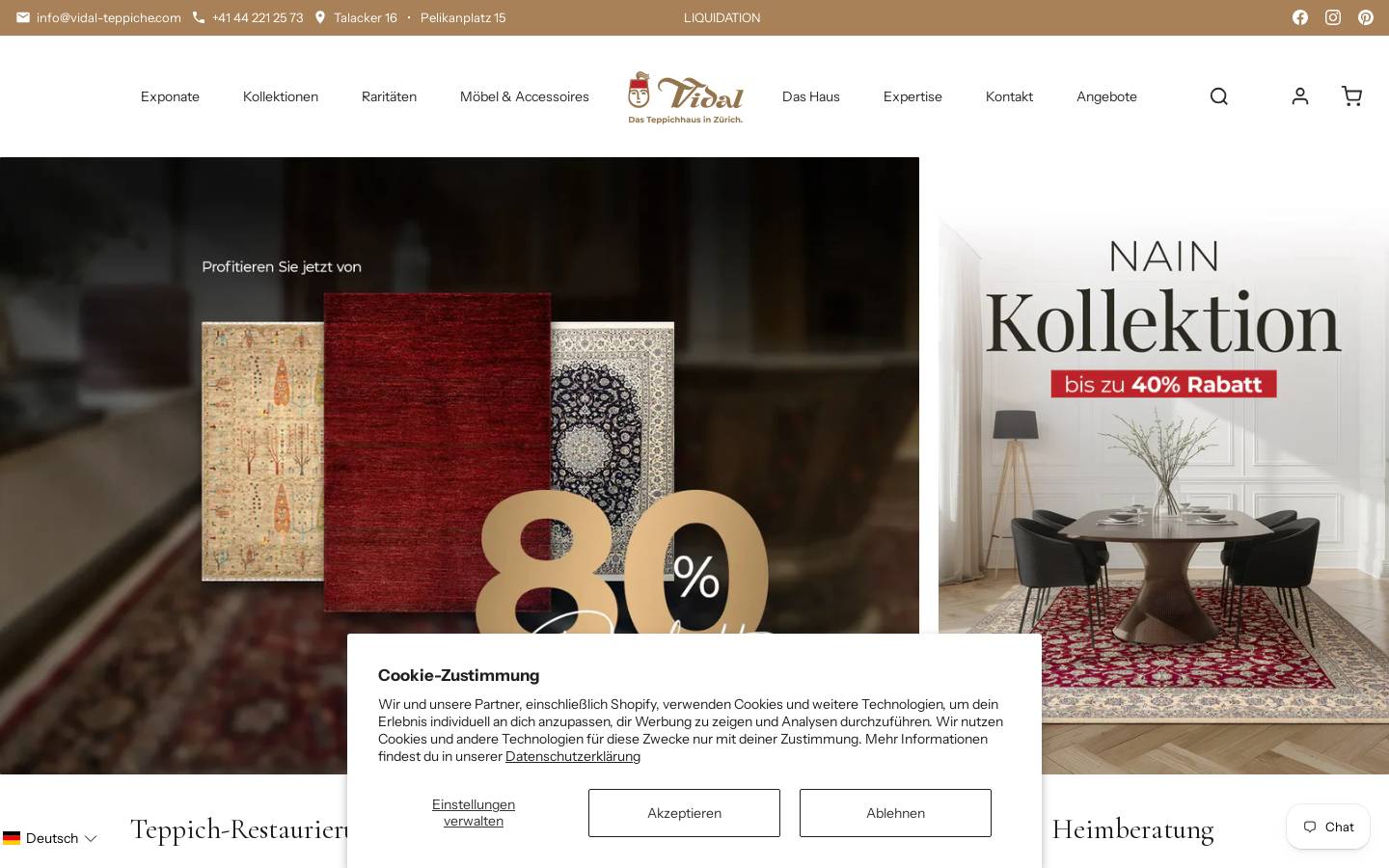 vidal-teppiche.ch homepage screenshot