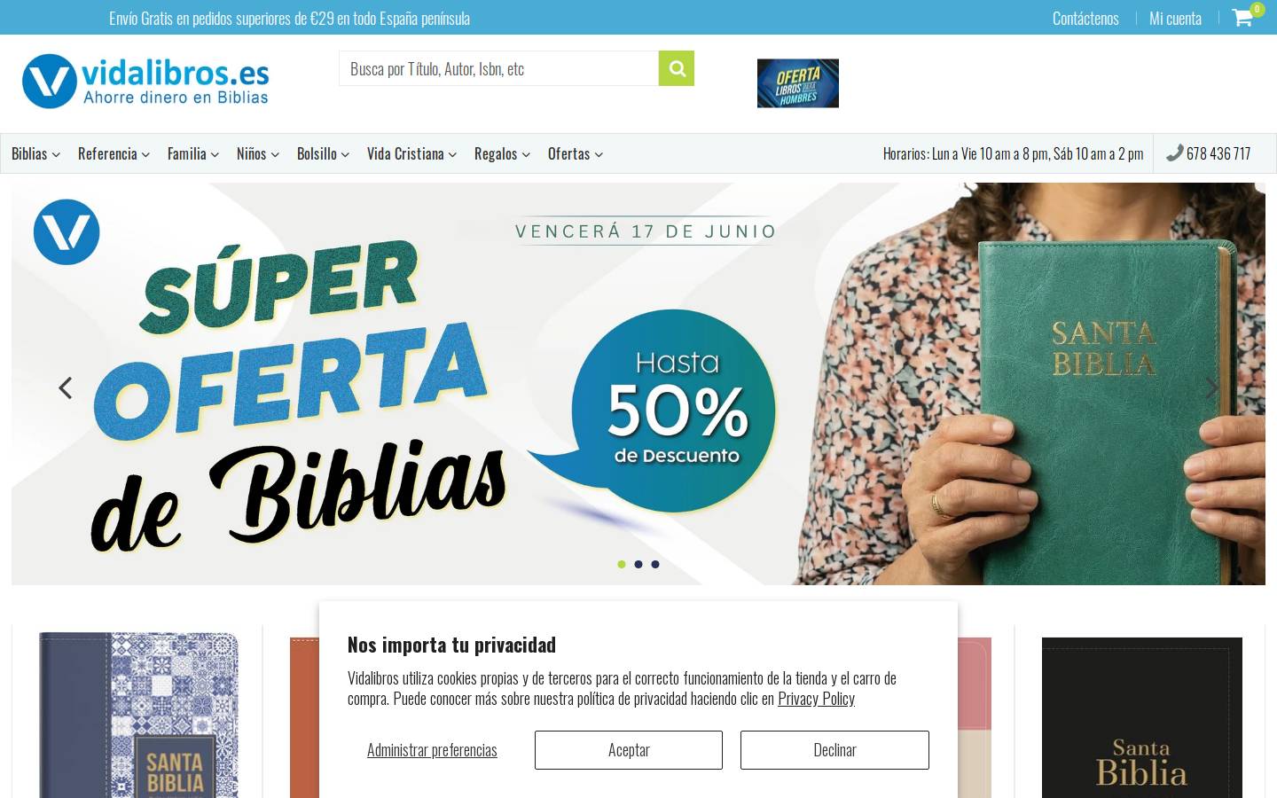 Vidalibros homepage screenshot