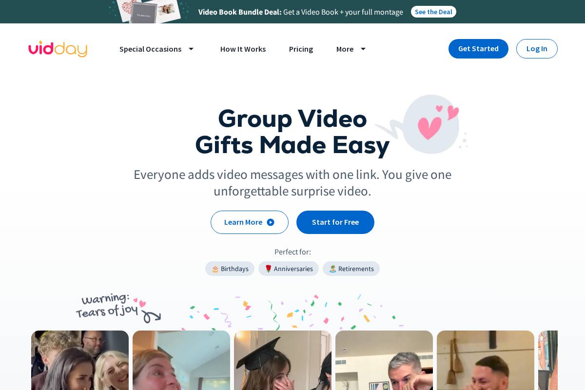 Vidday homepage screenshot