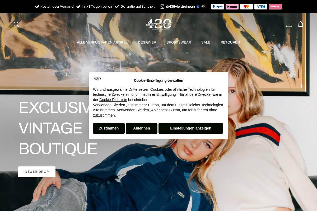 vierdreineun.com homepage screenshot