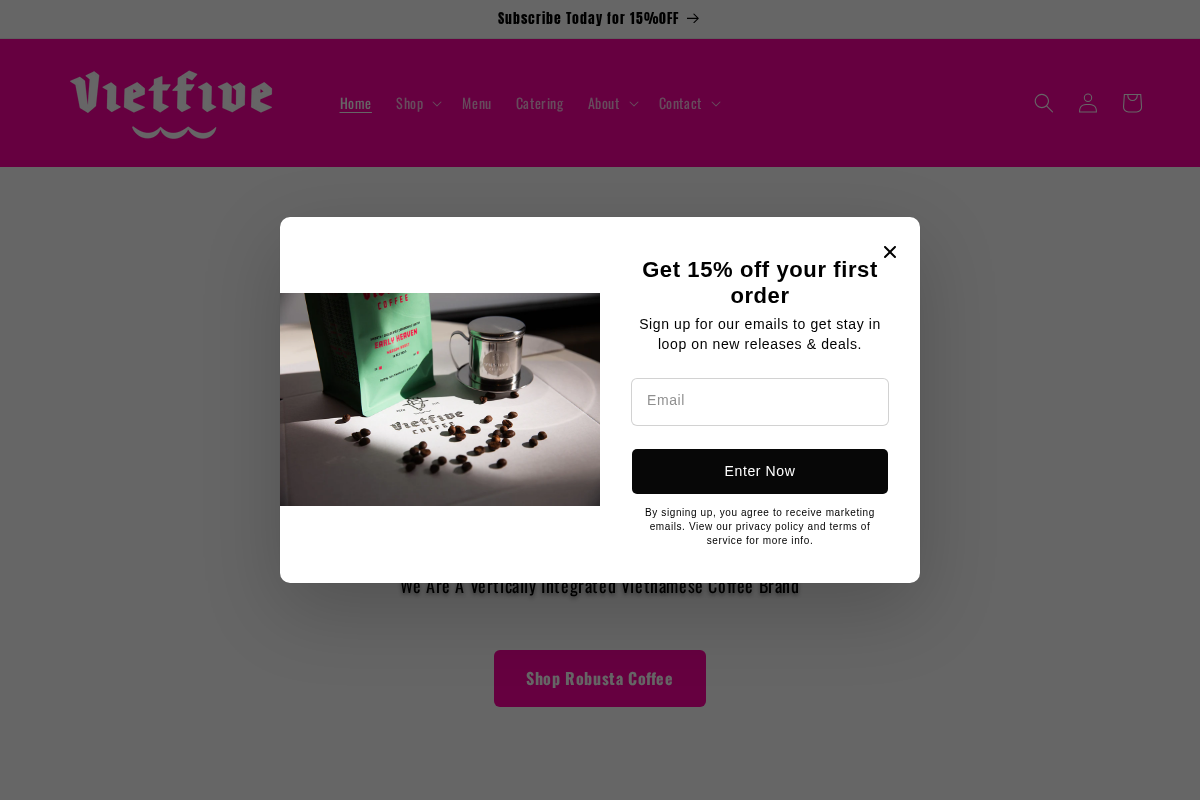 VietFive Coffee homepage screenshot