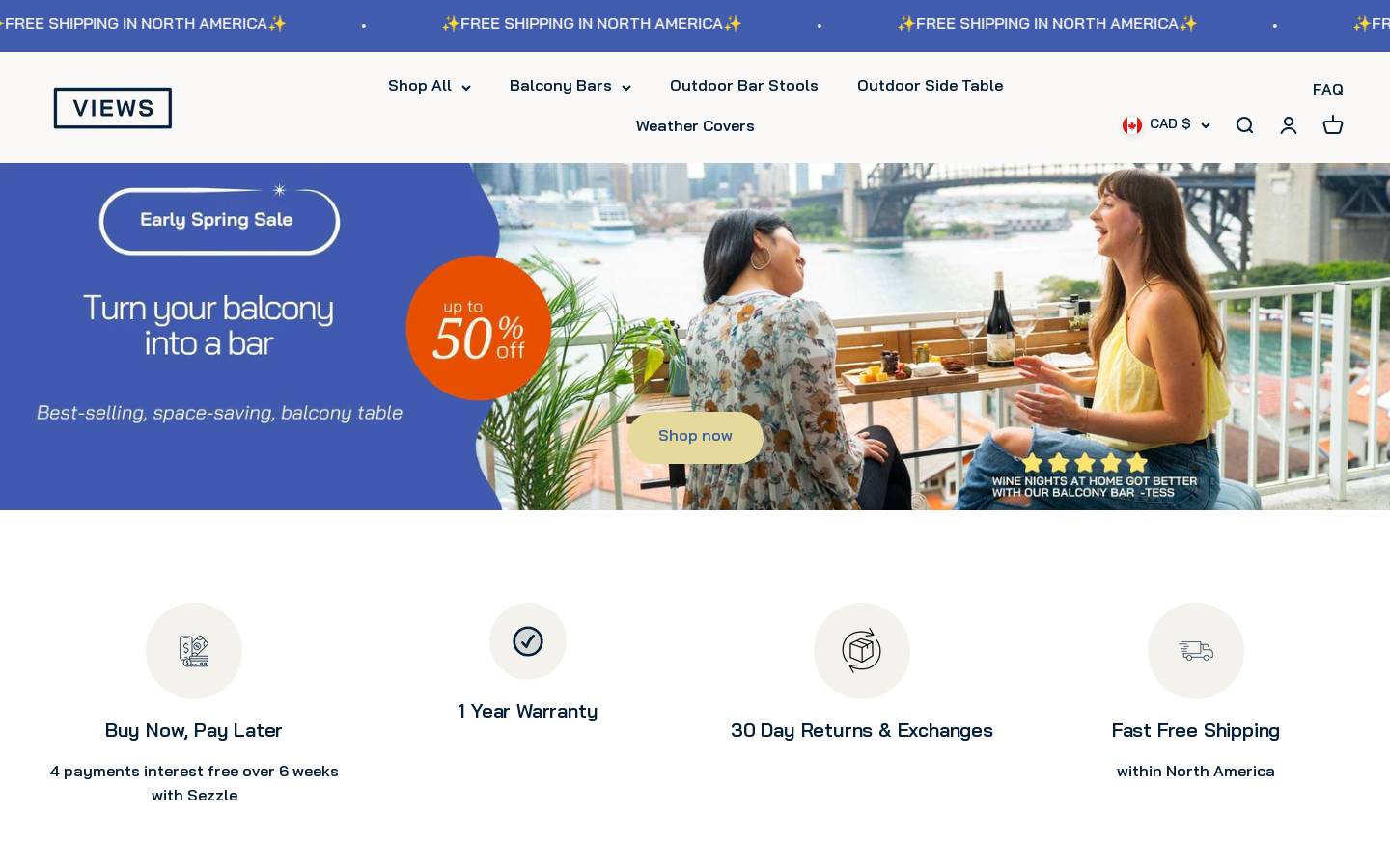 viewsbalconybar.com homepage screenshot