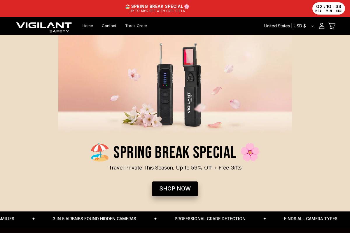 Vigilant Safety homepage screenshot