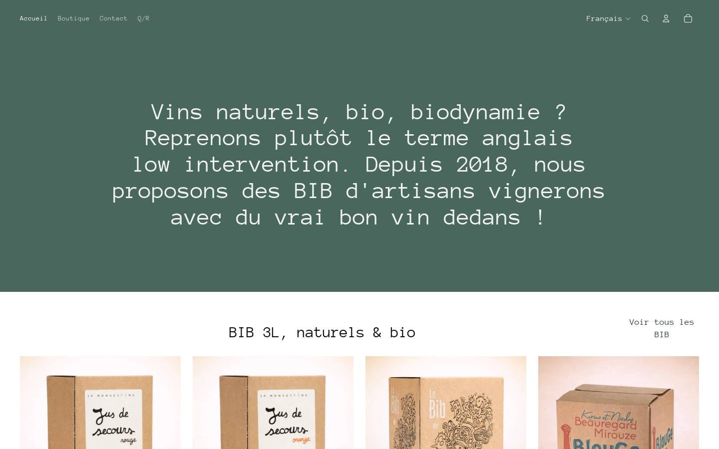 vigneronsenboite.com homepage screenshot