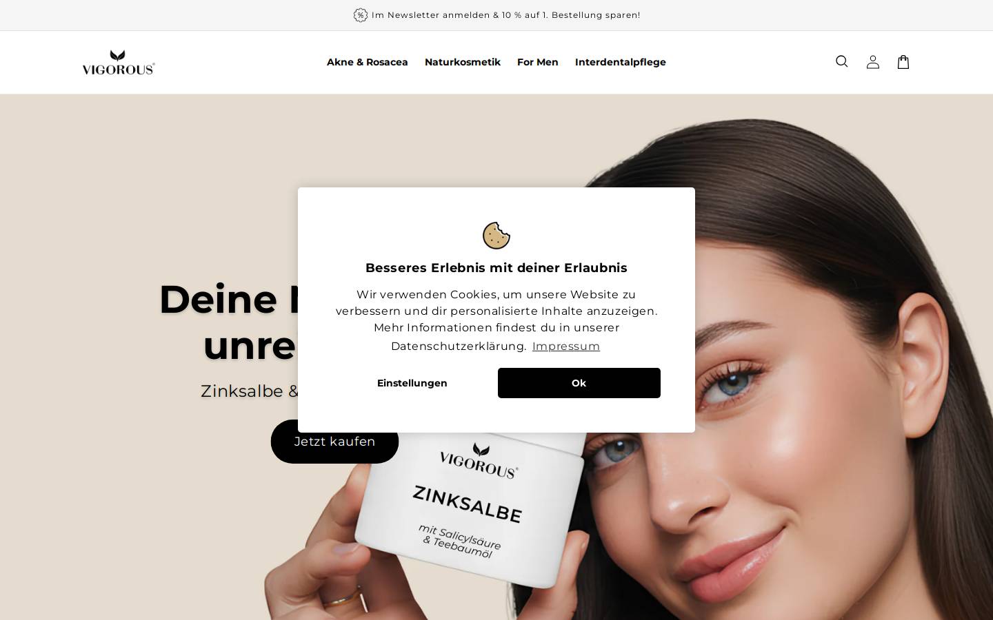 Vigorous Cosmetics homepage screenshot
