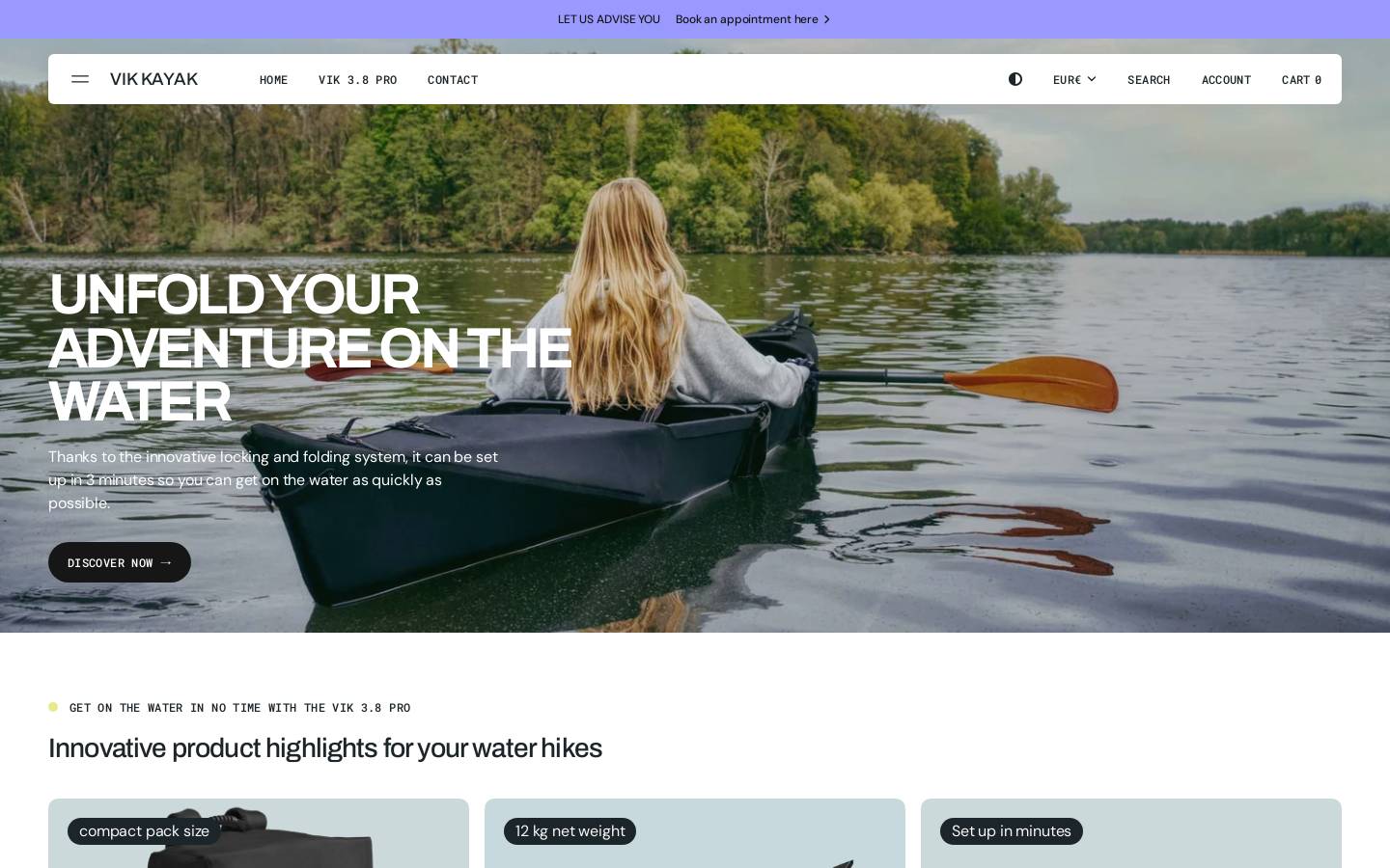 vik-kayak.com homepage screenshot