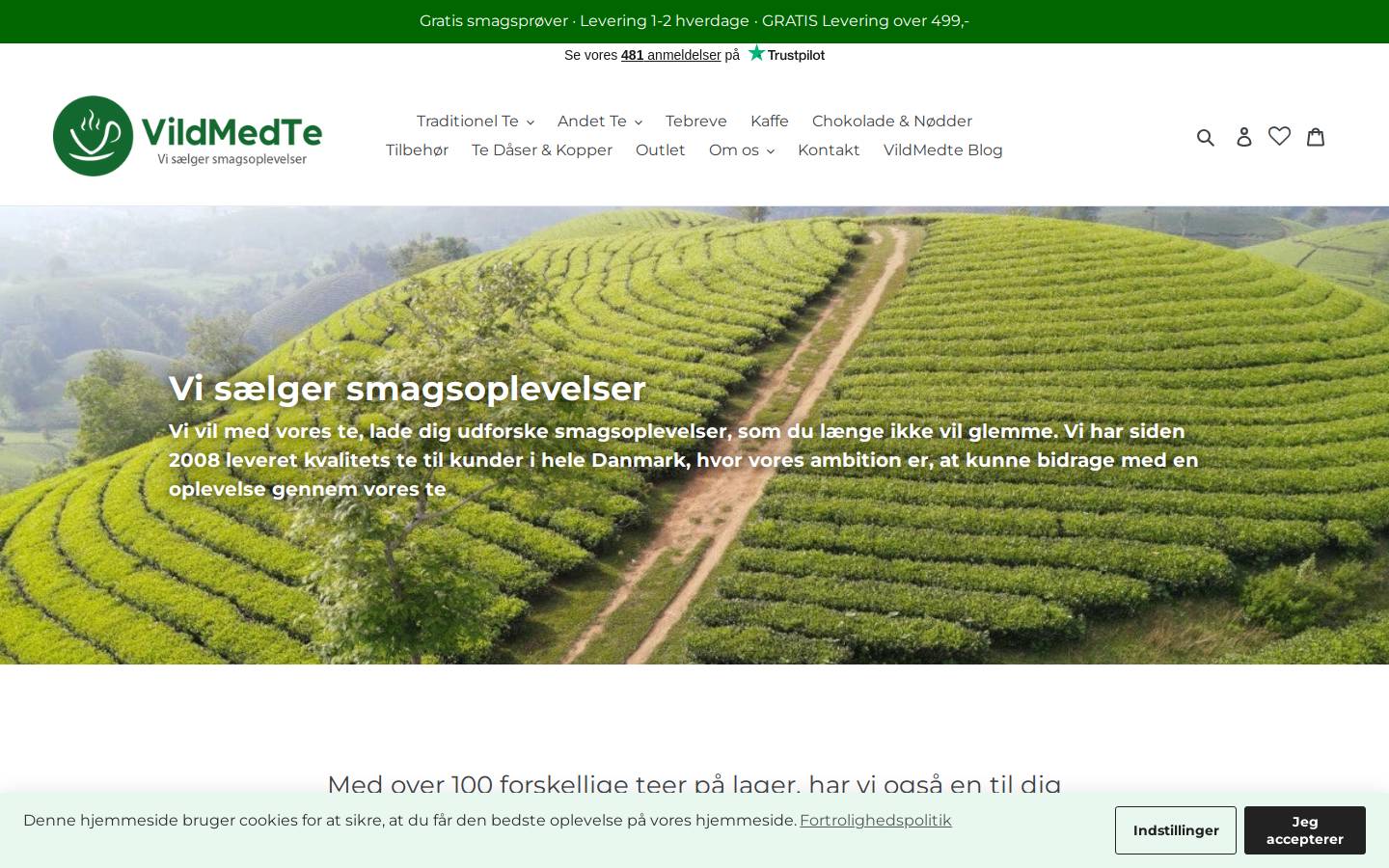 VildMedTe.dk homepage screenshot