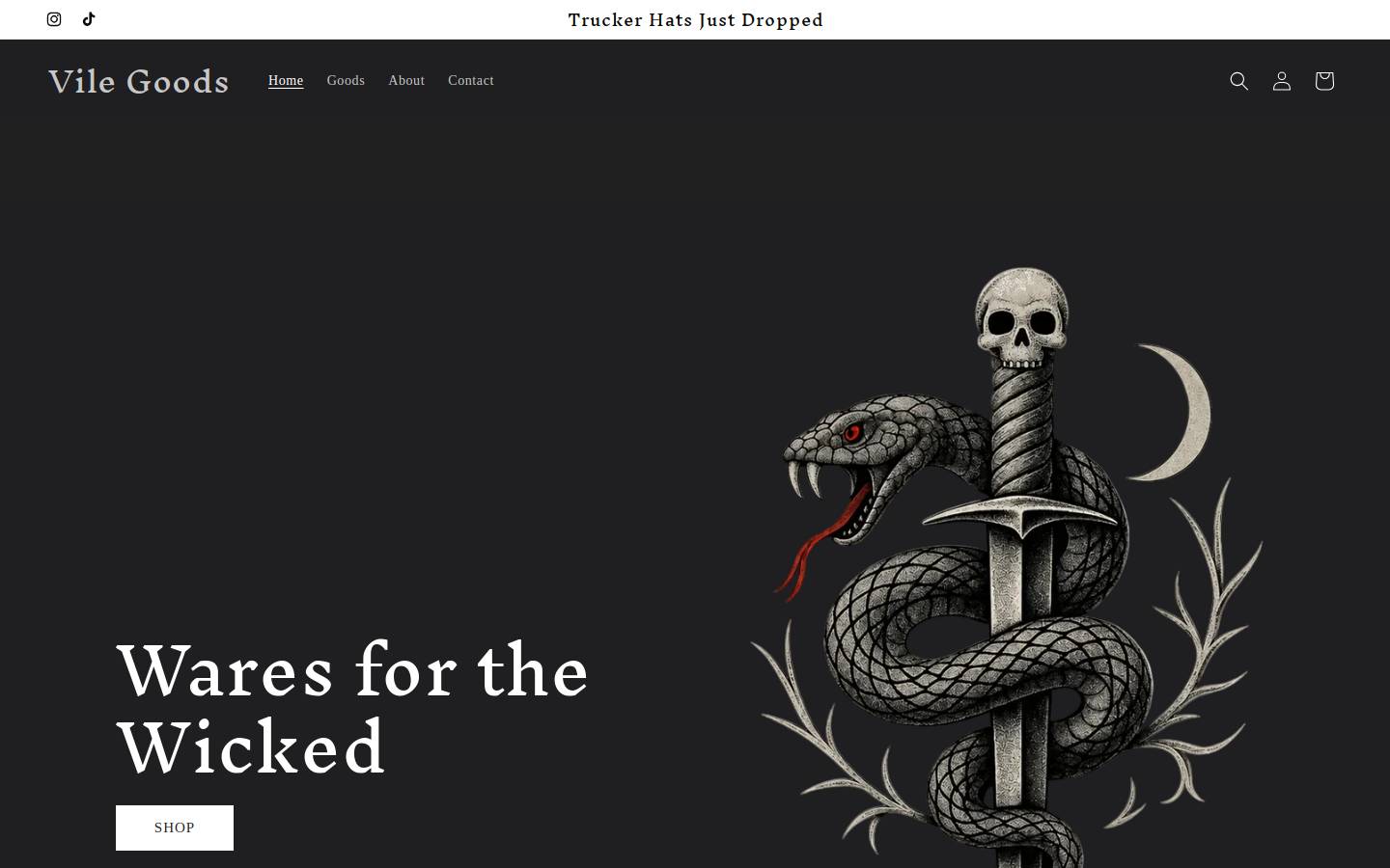 vilegoods.com homepage screenshot