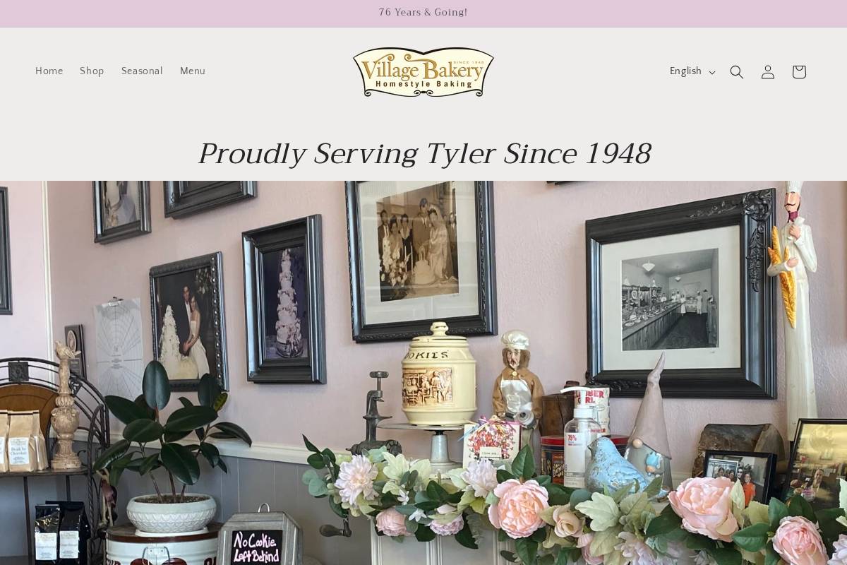 villagebakerytyler.com homepage screenshot