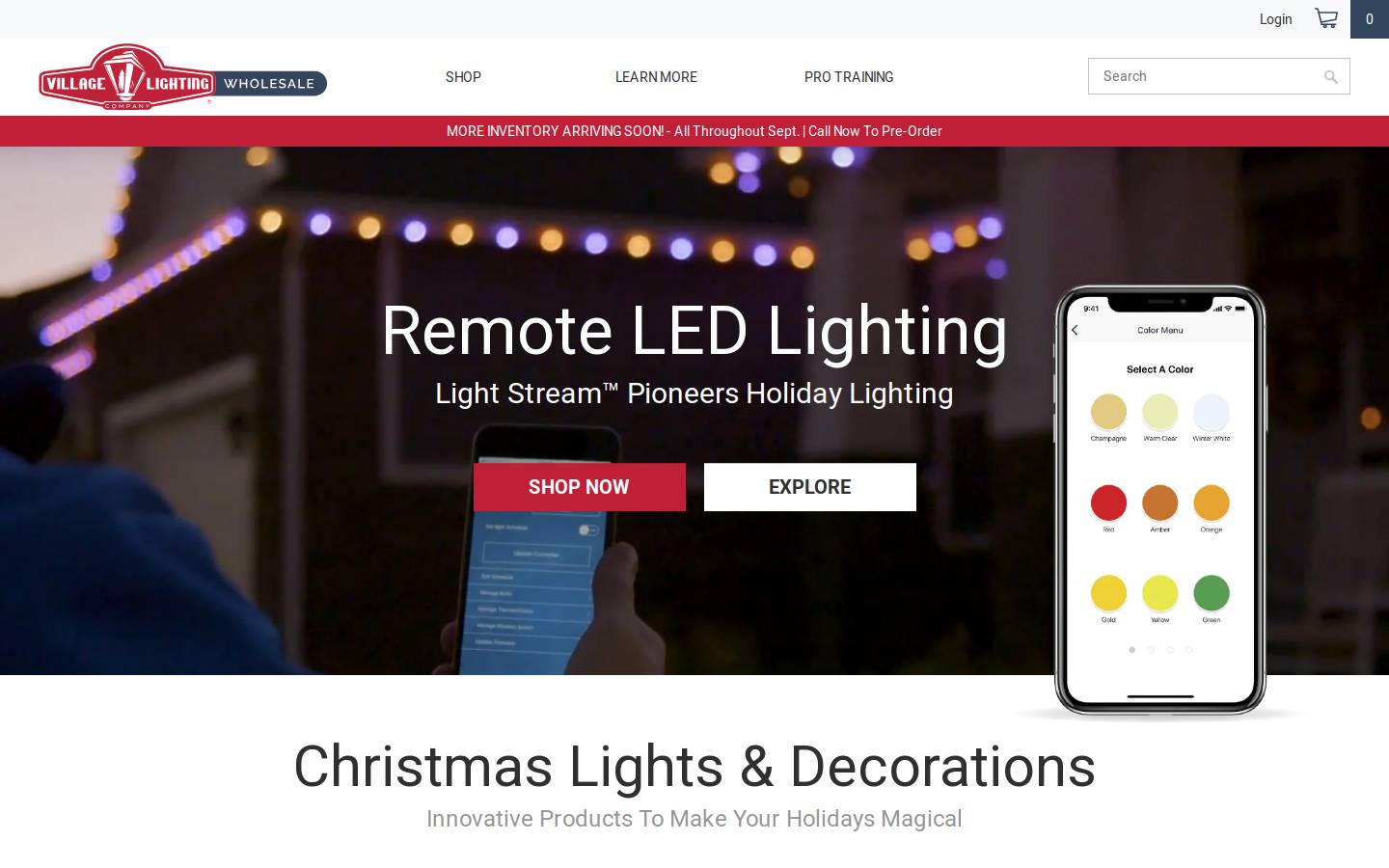 villagelightingwholesale.com homepage screenshot