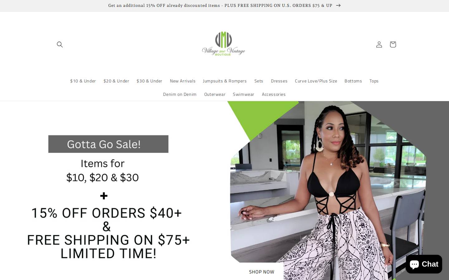 villagemevintage.com homepage screenshot