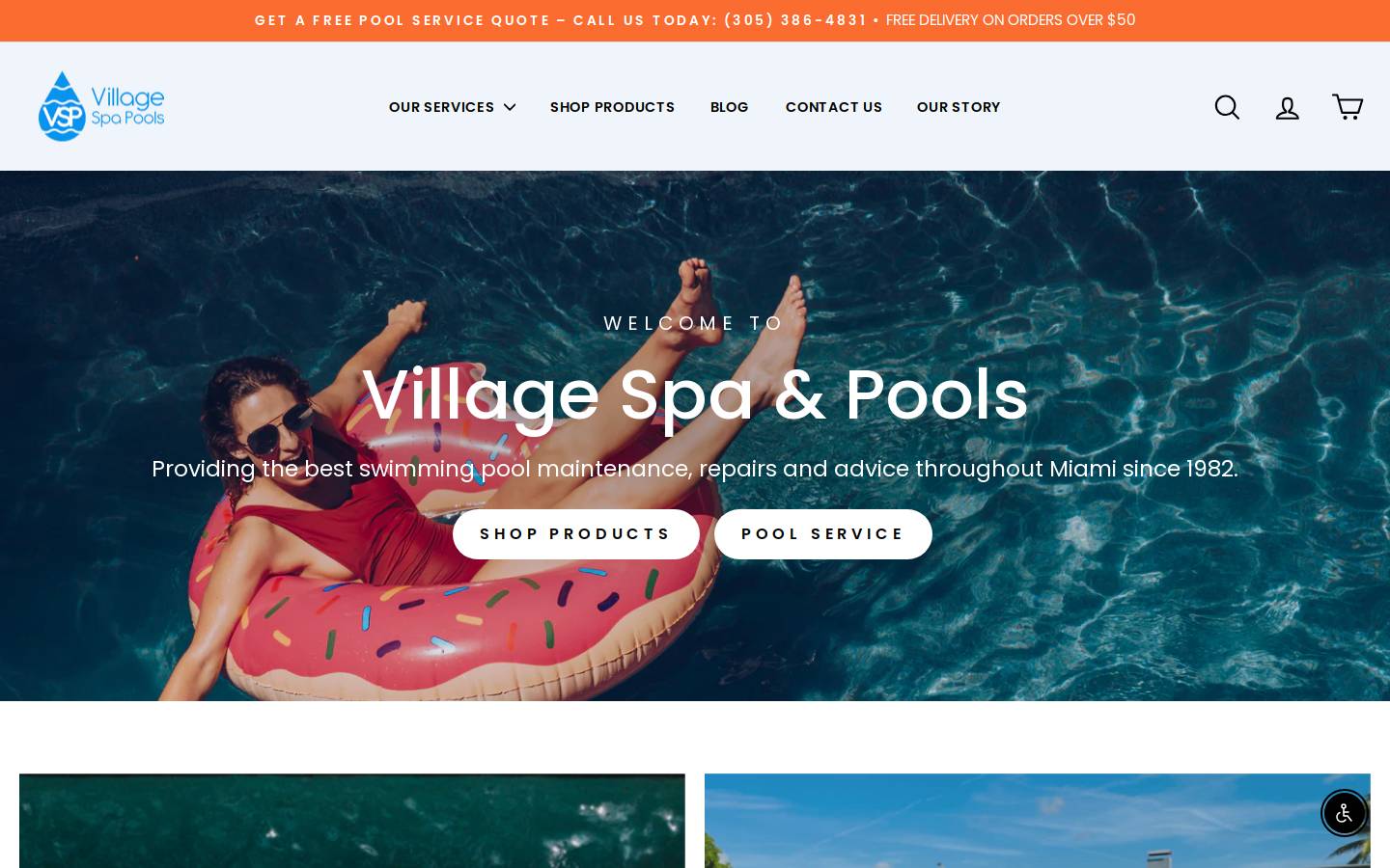 villagespapools.com homepage screenshot