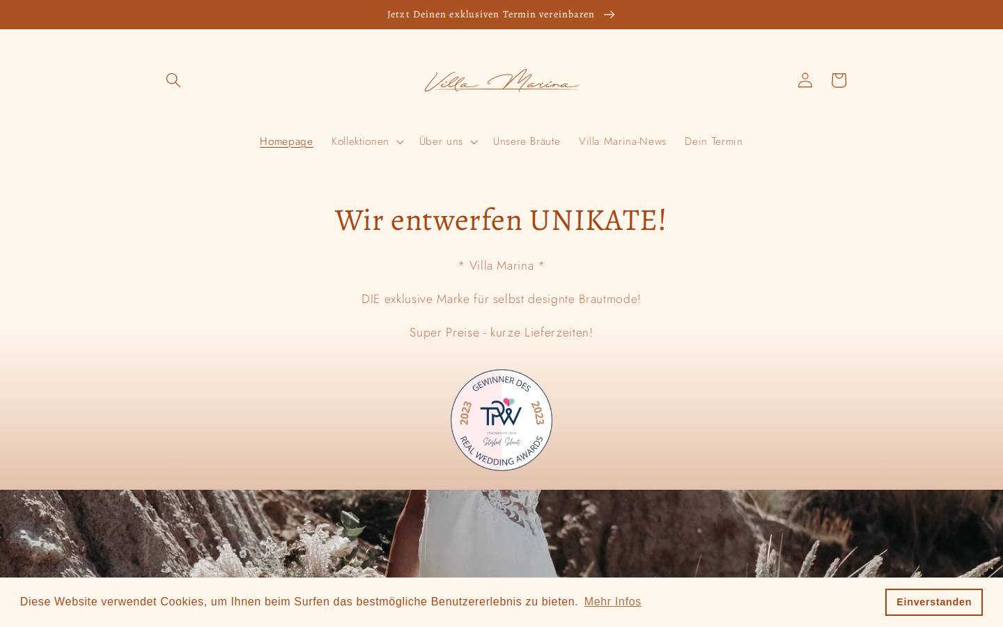 villamarina-brautmode.de homepage screenshot