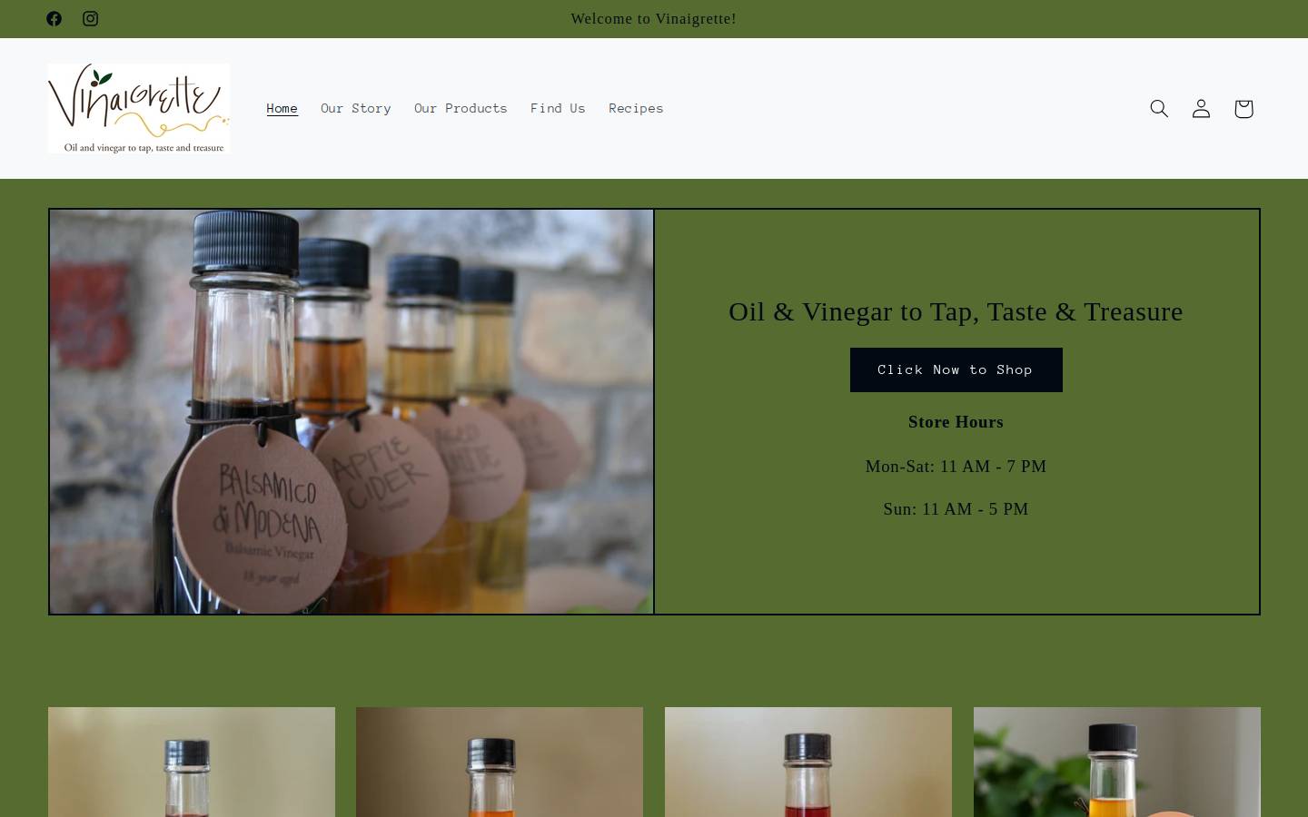 vinaigrettestore.com homepage screenshot