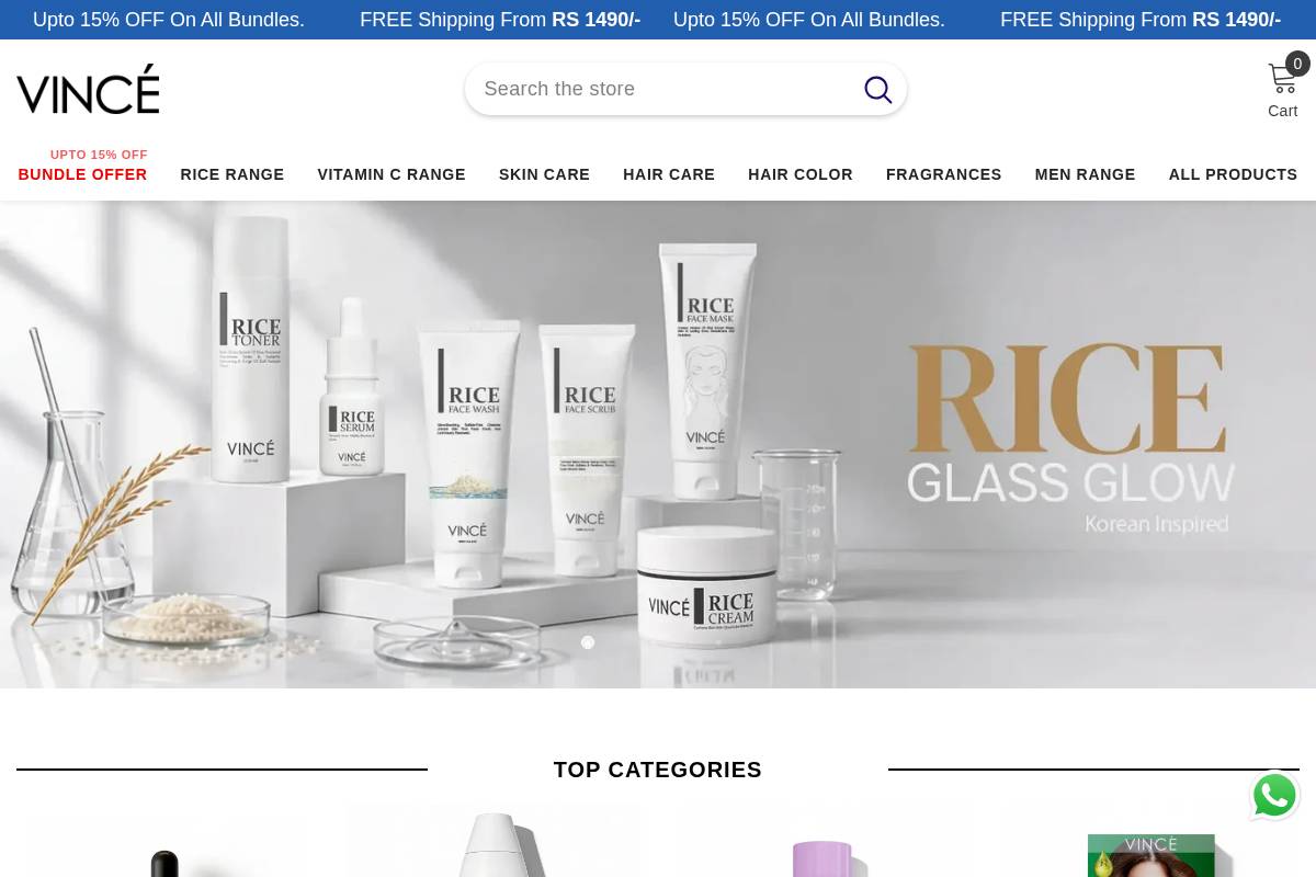 vincecare.com homepage screenshot