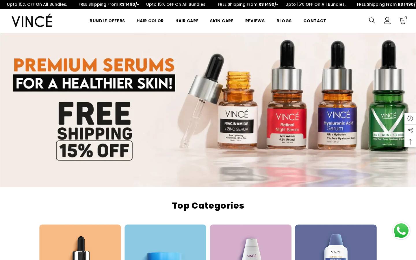 vincehair.com homepage screenshot