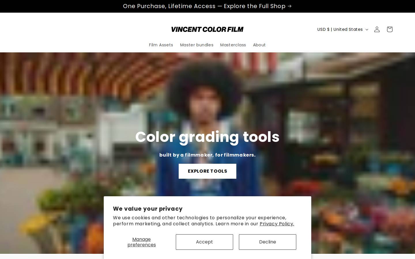 vincentcolorfilm.com homepage screenshot