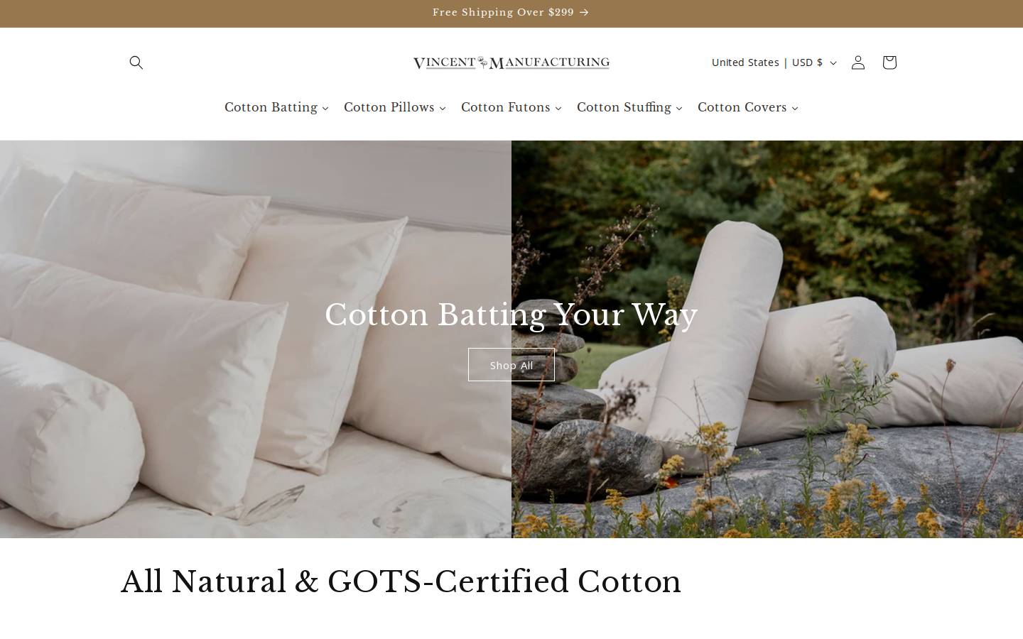 vincentmfg.com homepage screenshot