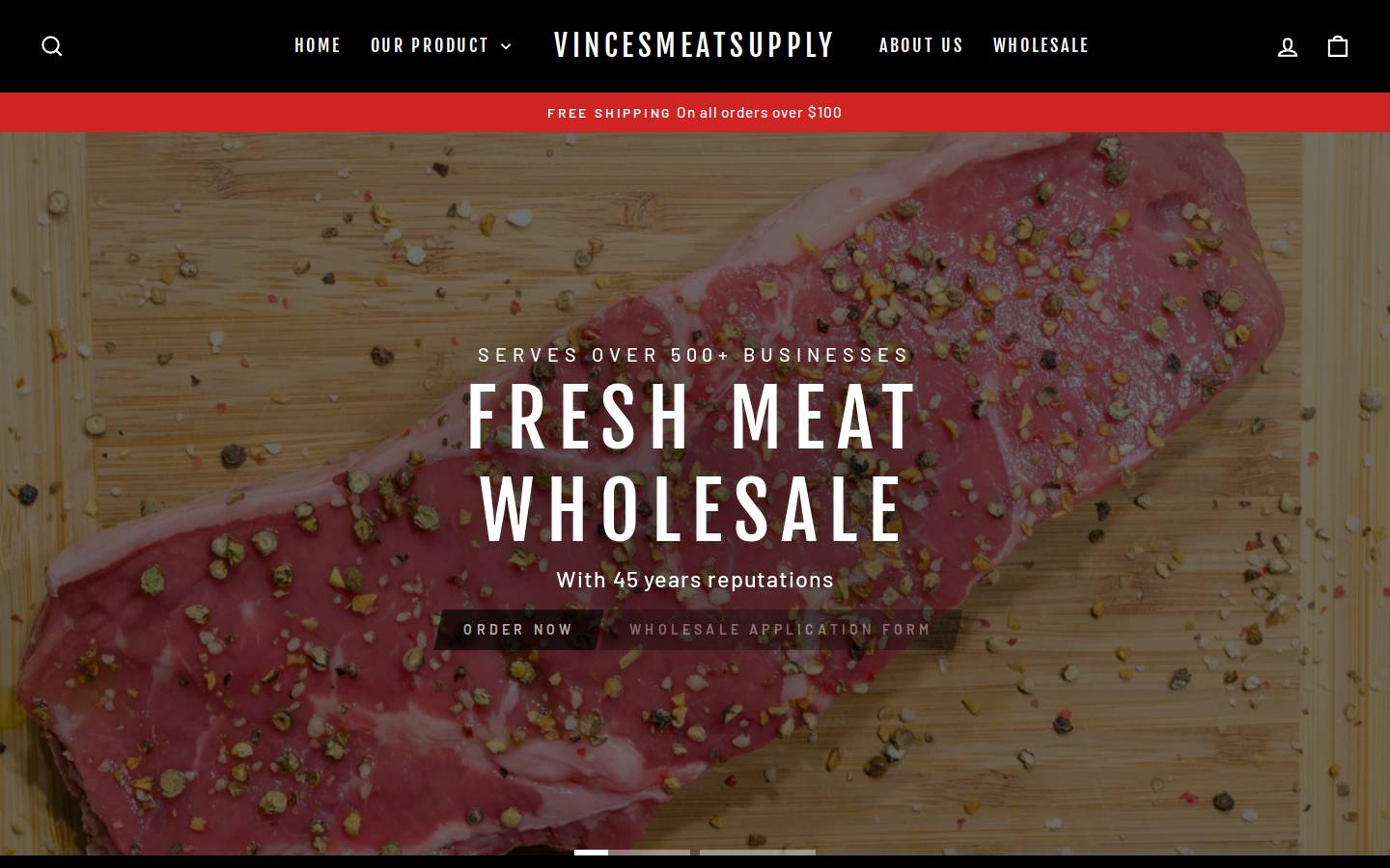 vincesmeatsupply.com.au homepage screenshot