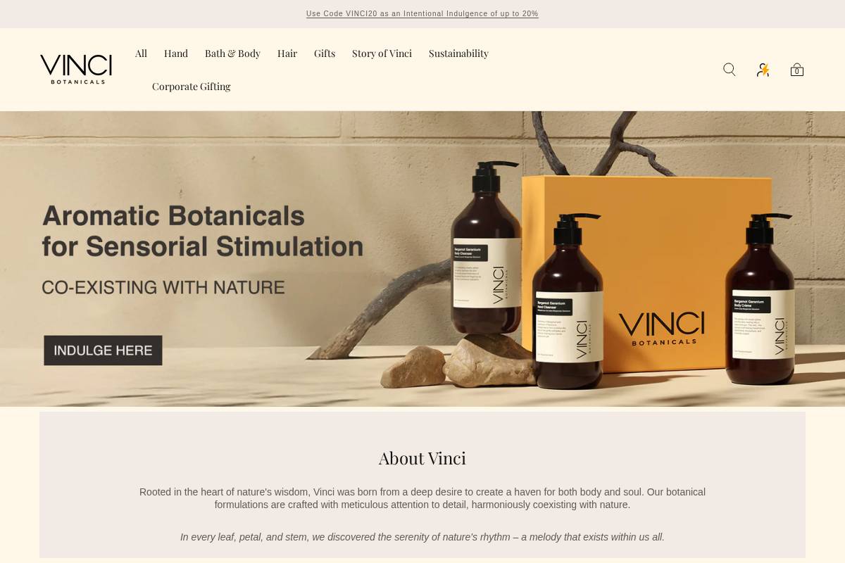 vincibotanicals.com homepage screenshot