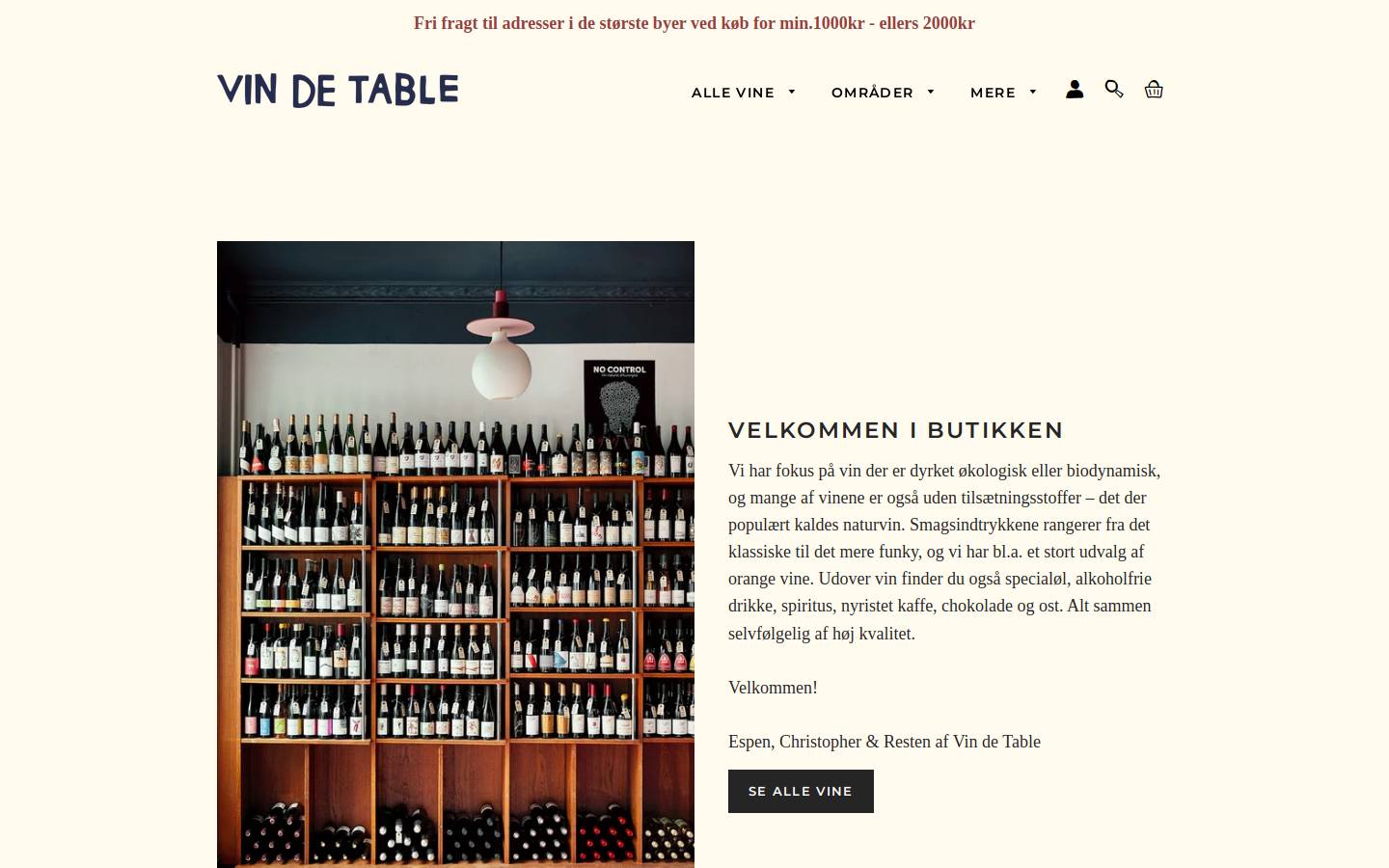 vindetable.dk homepage screenshot
