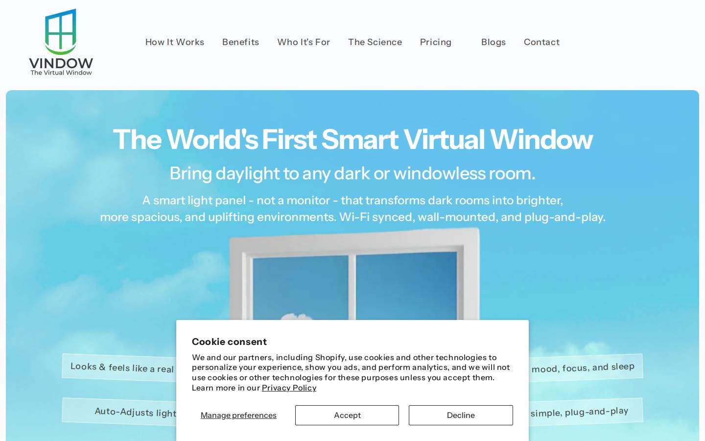 vindow.co homepage screenshot