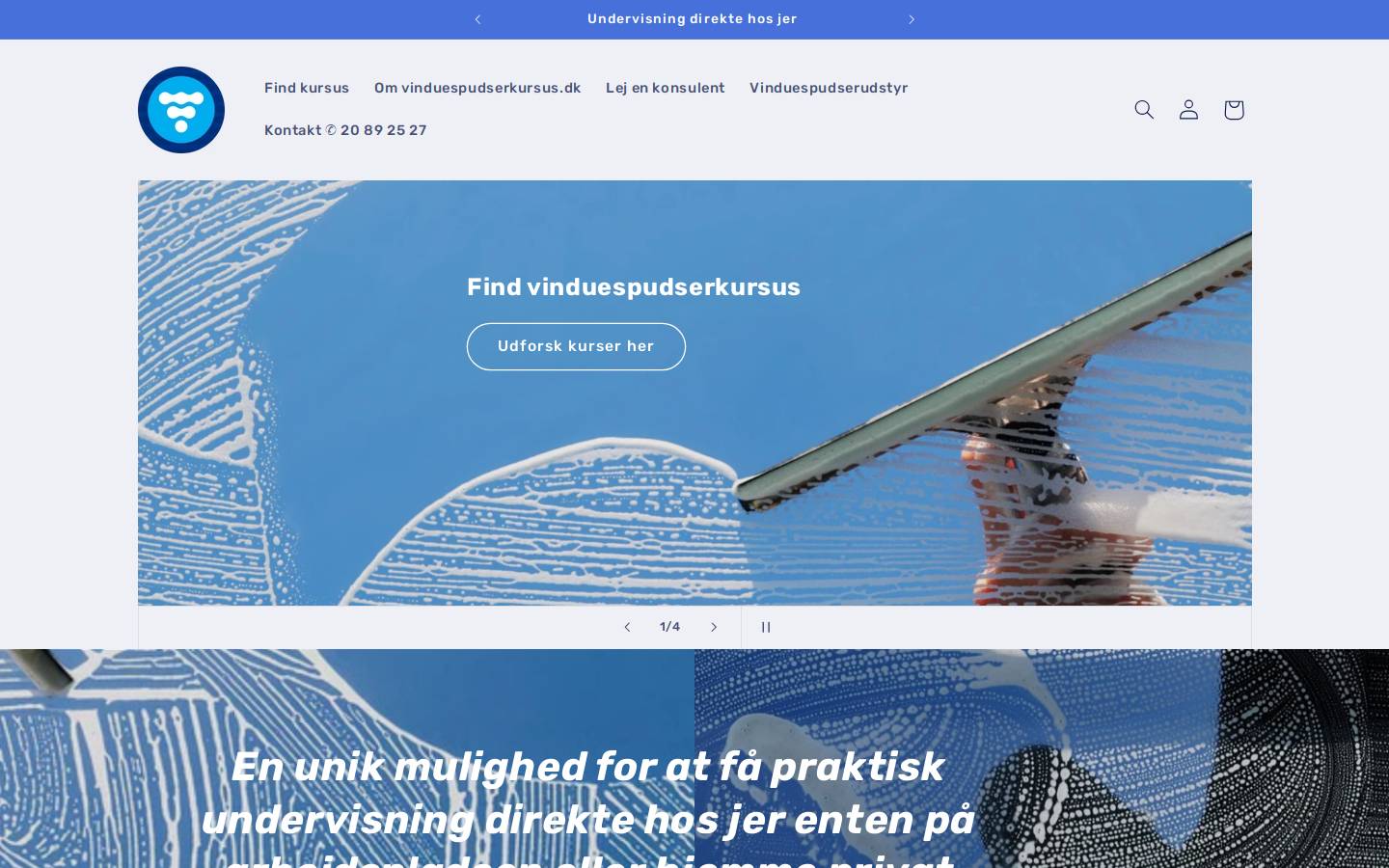vinduespudserkursus.dk homepage screenshot