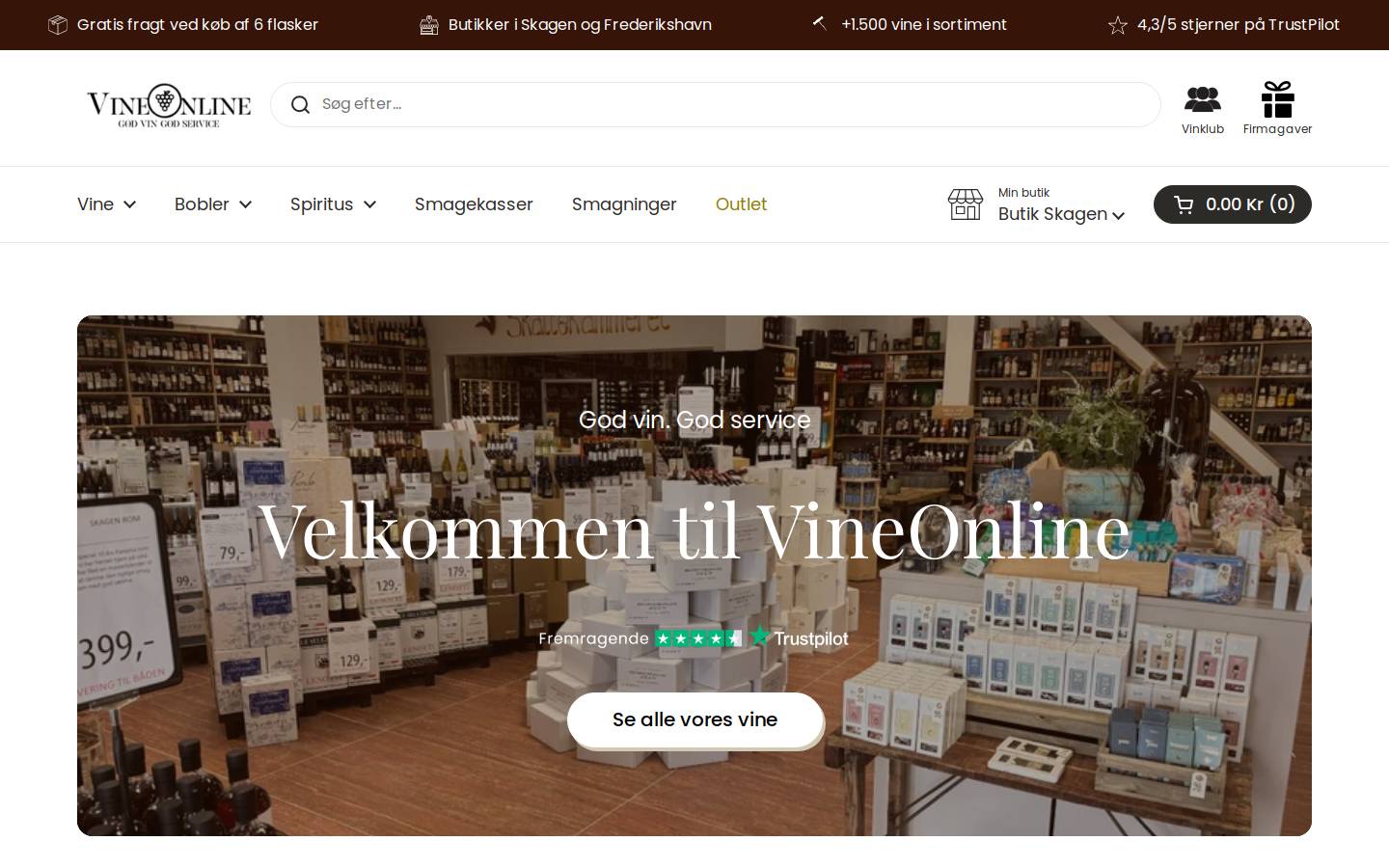 Vineonline homepage screenshot