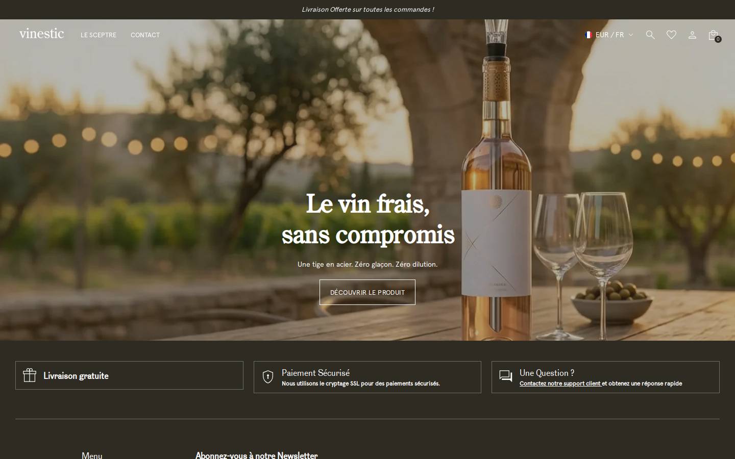 vinestic.com homepage screenshot
