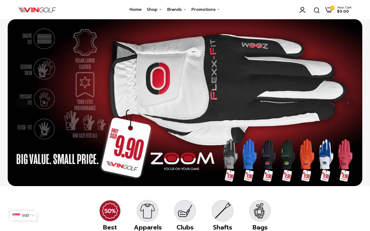 Vin Golf homepage screenshot