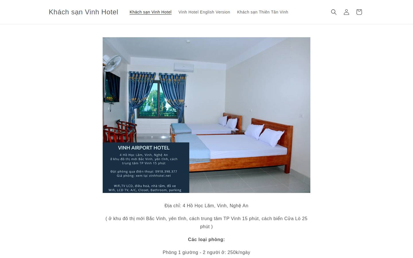 vinhhotel.net homepage screenshot