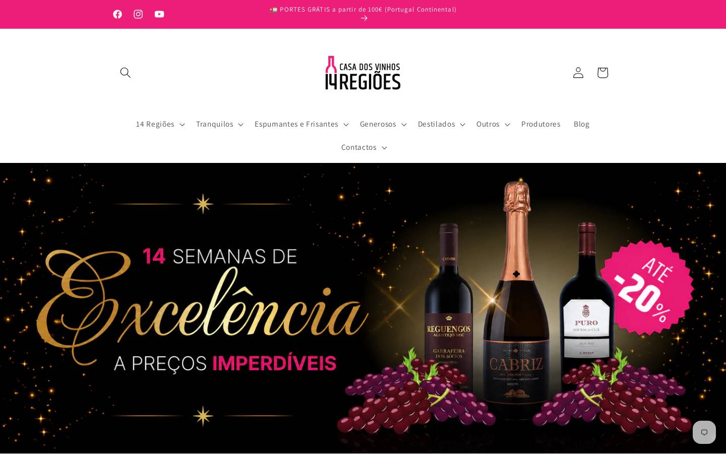 Casa dos Vinhos 14 Regiões homepage screenshot
