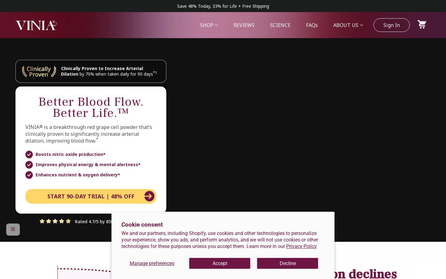 vinia.com homepage screenshot