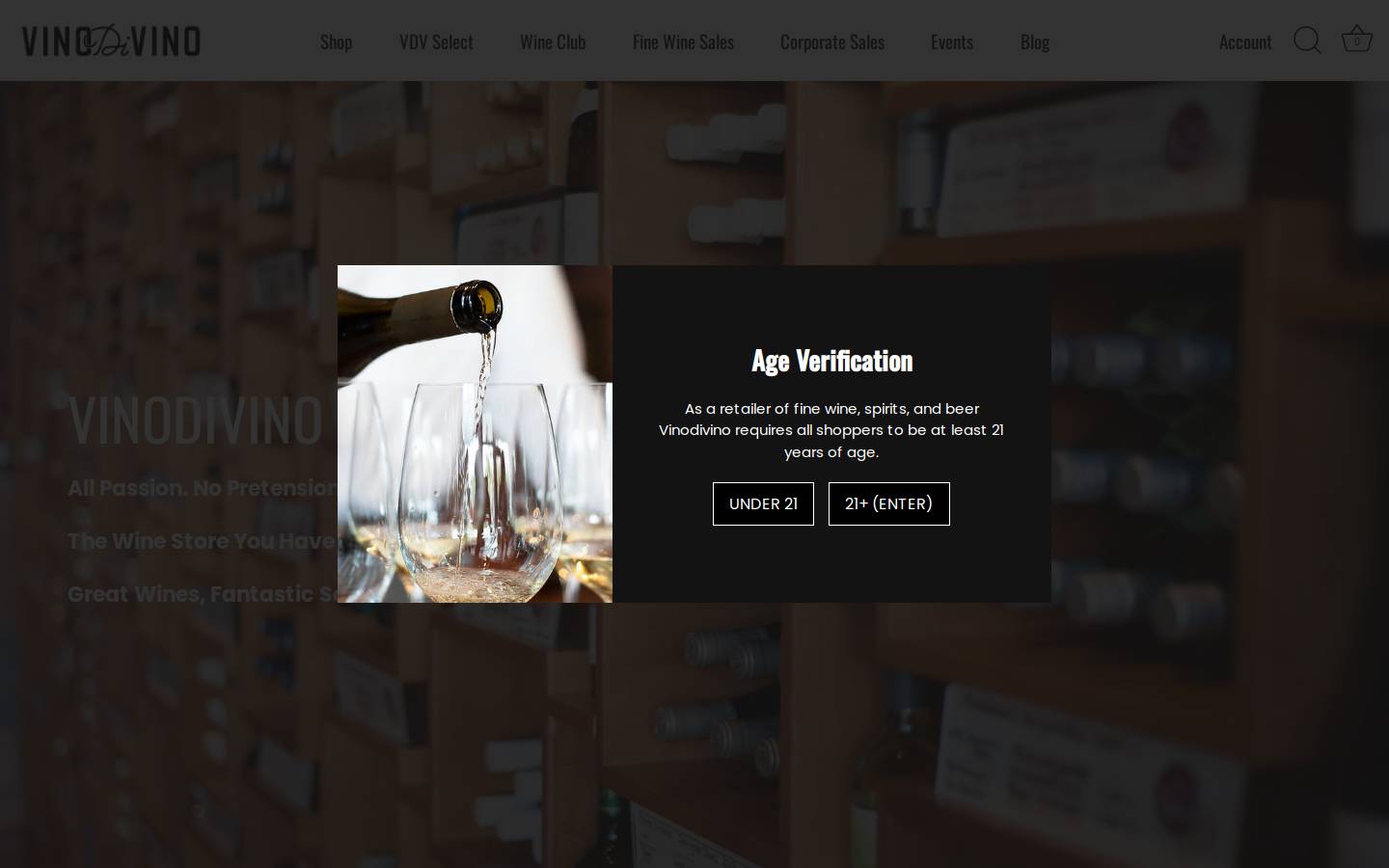Vinodivino homepage screenshot
