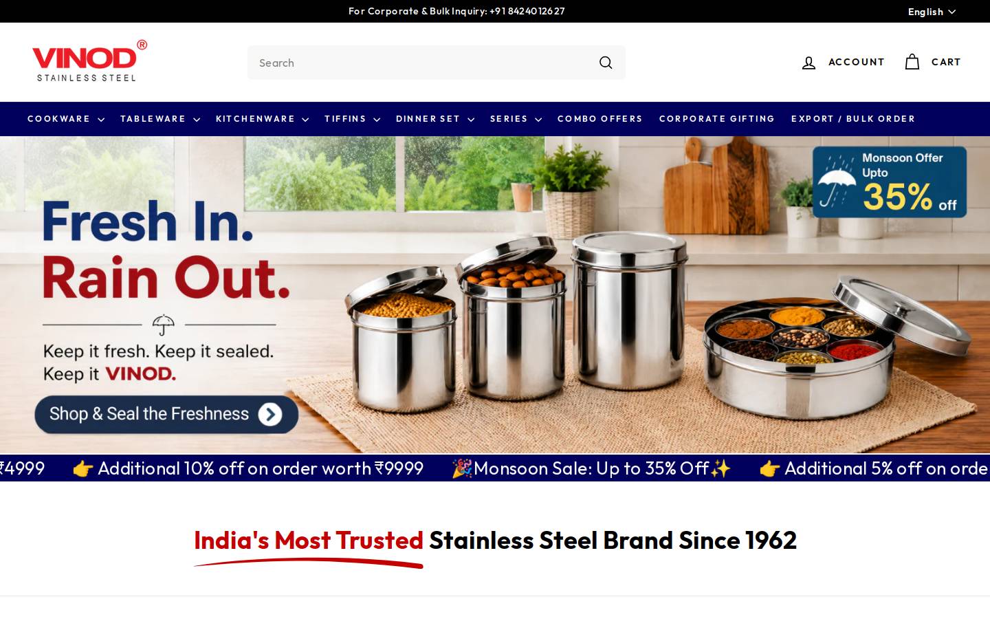 Vinodsteel homepage screenshot
