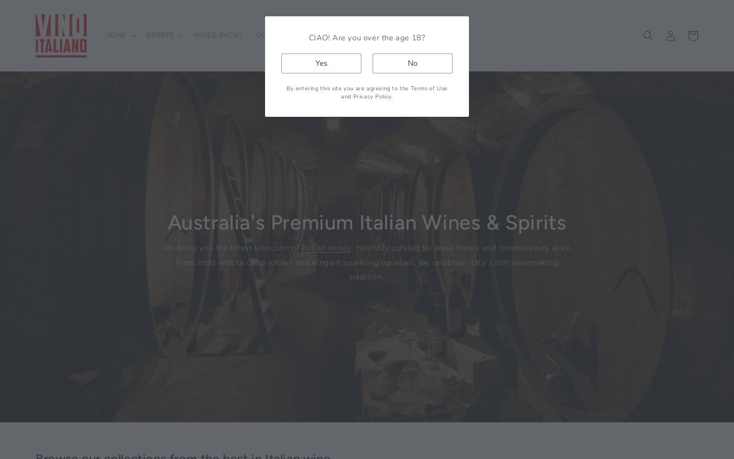 Vinoitaliano homepage screenshot