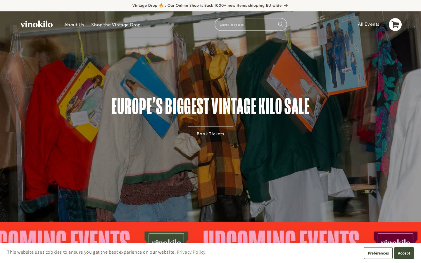 Vinokilo homepage screenshot