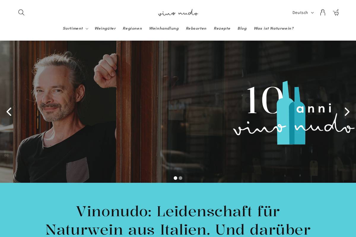 vinonudo homepage screenshot