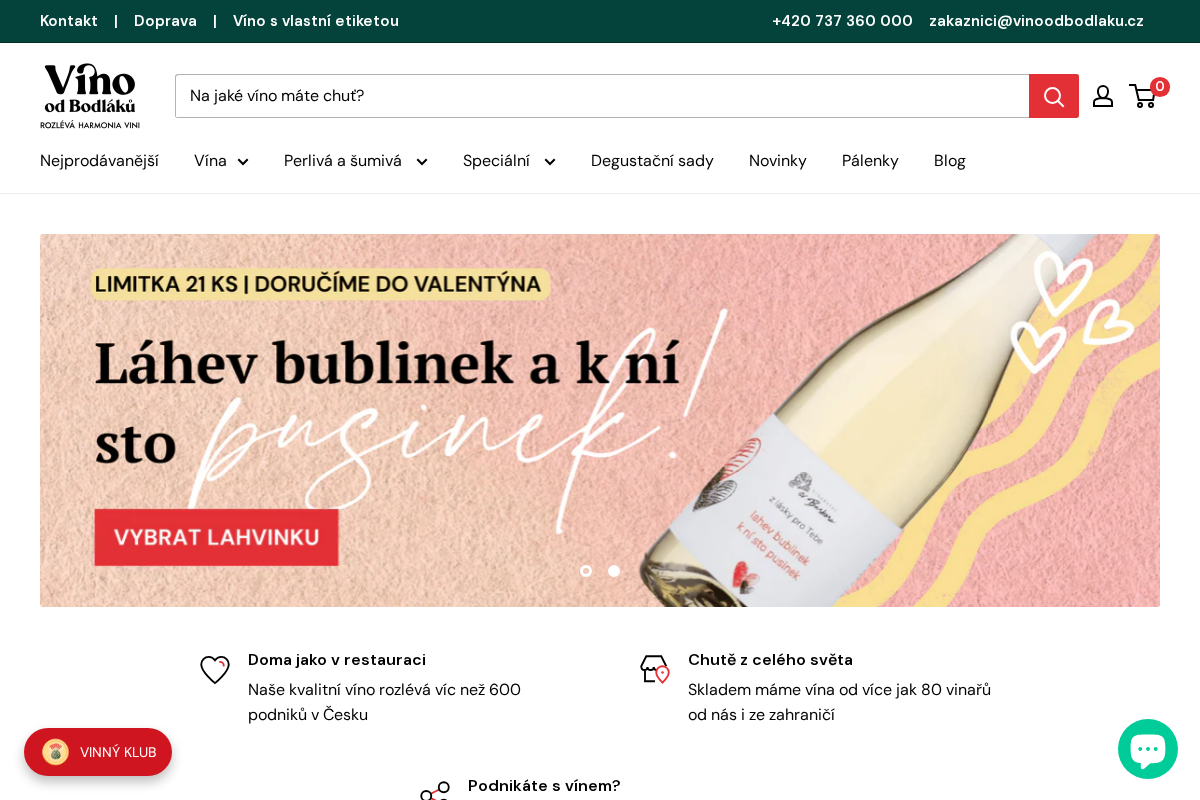 Vínoodbodláků.cz homepage screenshot