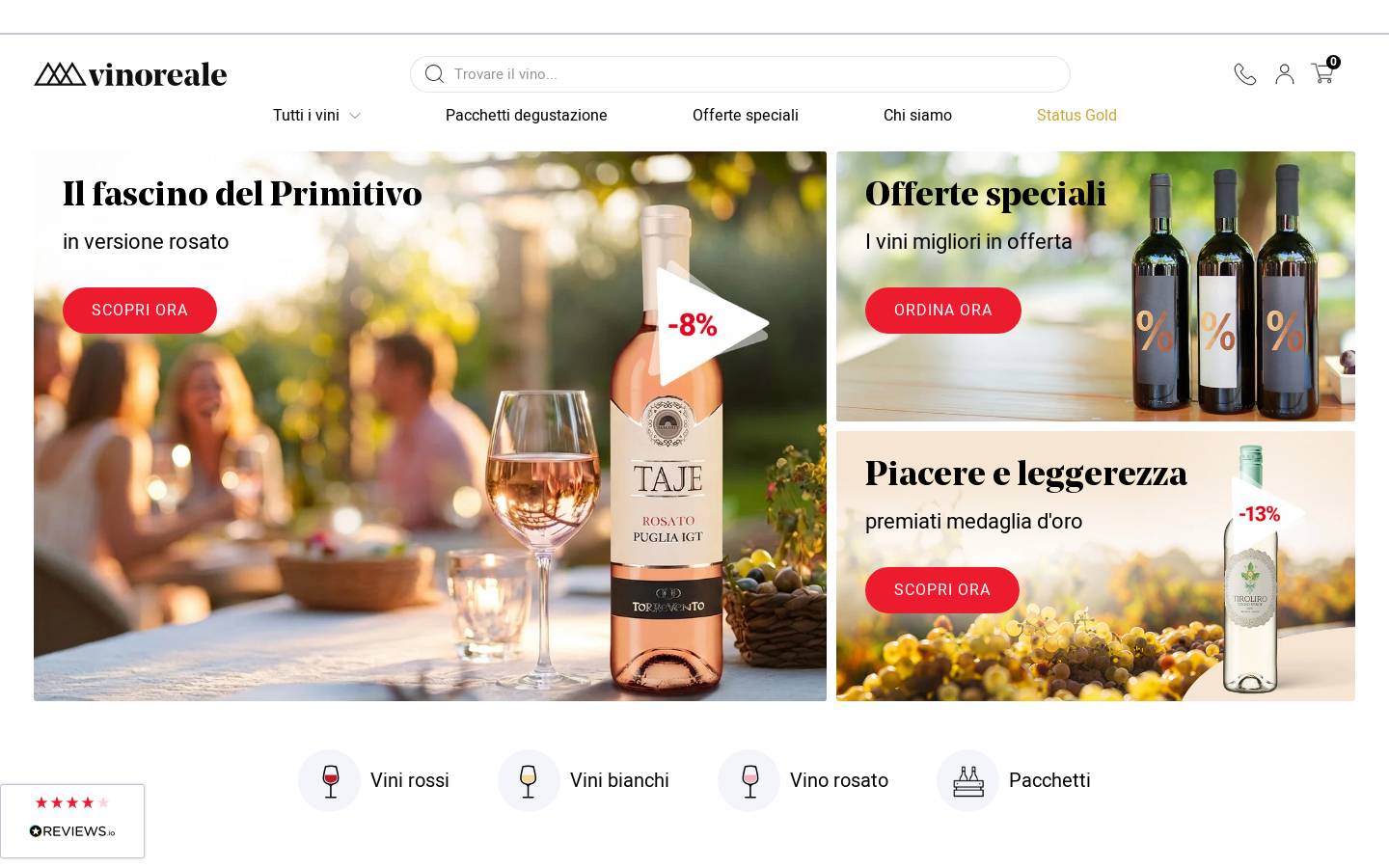 Vinoreale homepage screenshot